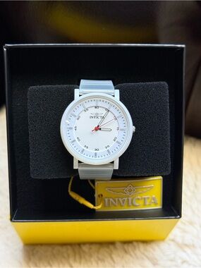 Invicta NIB White Minimalist with Translucent Plastic Strap Unisex Watch